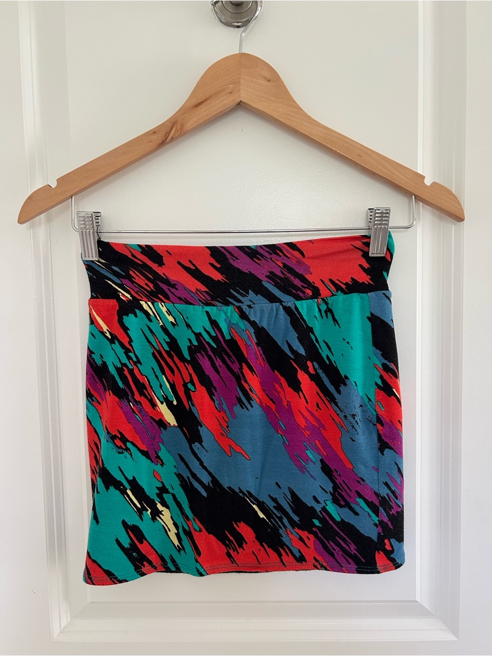 Rachel Pally Teal Red Purple Abstract Print Mini Skirt